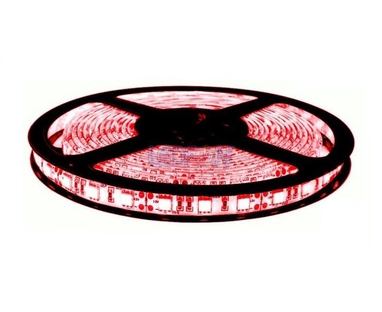 SERIT LED 12V KIMIZI 3 CIPLI SİLİKONLU 5 MT DIS MEKAN