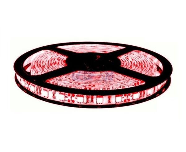 SERIT LED 12V KIMIZI 3 CIPLI SİLİKONLU 5 MT DIS MEKAN