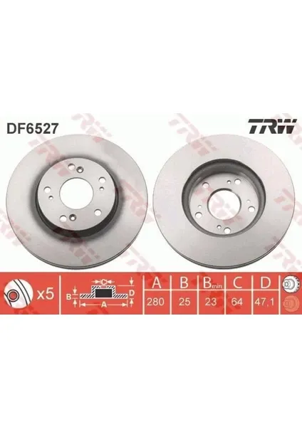 FREN DISKI ON HONDA CIVIC IX 12-> 45251-TV0-E01 45251-TV0-E00 DF6527