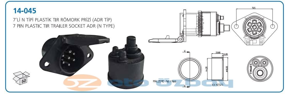 ROMORK PRİZİ 7'Lİ N TİPİ PLASTİK TIR (ADR) KAPAKLI