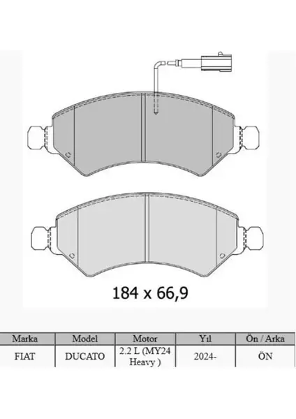 ON FREN BALATASI FIAT DUCATO 2.2 MTJ 2.3 MTJ 2024