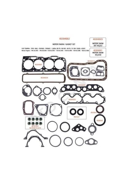 MOTOR TAKIM CONTA KECESIZ FIAT TEMPRA TIPO SLX 1600