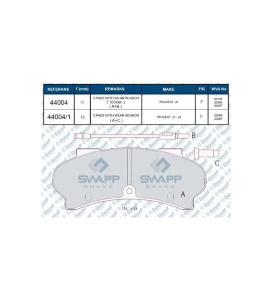 FREN BALATASI ON J9 YM 18MM WVA 20196