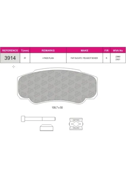FREN BALATASI ARKA AKSESUARSIZ WVA 23860 FIAT DUCATO PEUGEOT BOXER CITROEN JUMPER UZUN 2005->