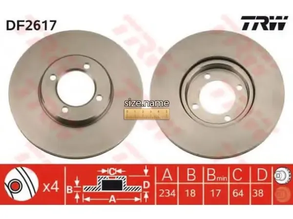 FREN DISKI ARKA TOYOTA COROLLA 1.6 1.6İ V 234mm DF2617 4351212130