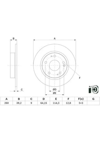 FREN DISKI ARKA HONDA Civic 1.0 VTEC Turbo Hatchback Civic 1.5 VTEC Turbo Civic 1.6 i 260mm 42510TEAT0