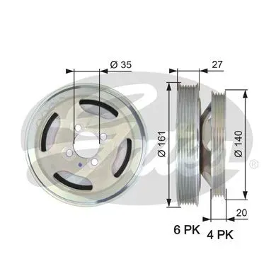KRANK KASNAGI FIAT DOBLO ALBEA FIORINO LINEA 1.3JTD 16V 05- GATES TVD1075