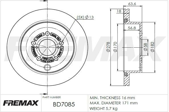 FREN DISKI ARKA SUBARU FORESTER 2.0 2013-  DF7849 278mm