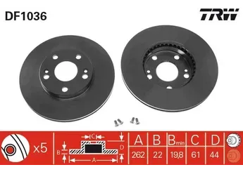 FREN DISKI ON SAFRANE 92>96 2.0 16V 2.5 DT HAVALI 262mm 5 BIJON