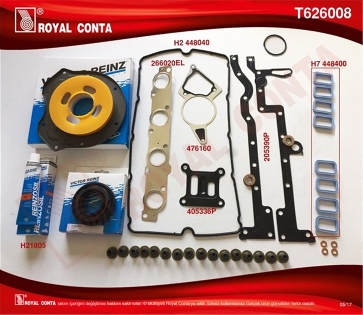 MOTOR TAKIM CONTA TAM TAKIM PEUGEOT BOXER CITROEN JUMPER 2.2 HDI 100-120 HP EURO4 REINZ KECELI VE SUBAP LASTIKLI