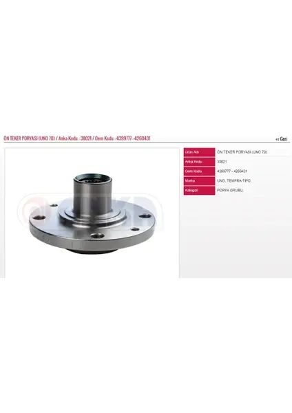 ON TEKER PORYA FIAT UNO 70